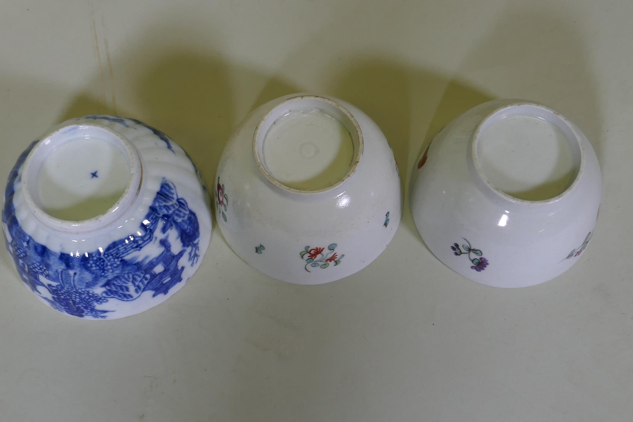 Three Staffordshire pastille burners, largest 18cm high, three C18th pearlware tea bowls - Image 5 of 5