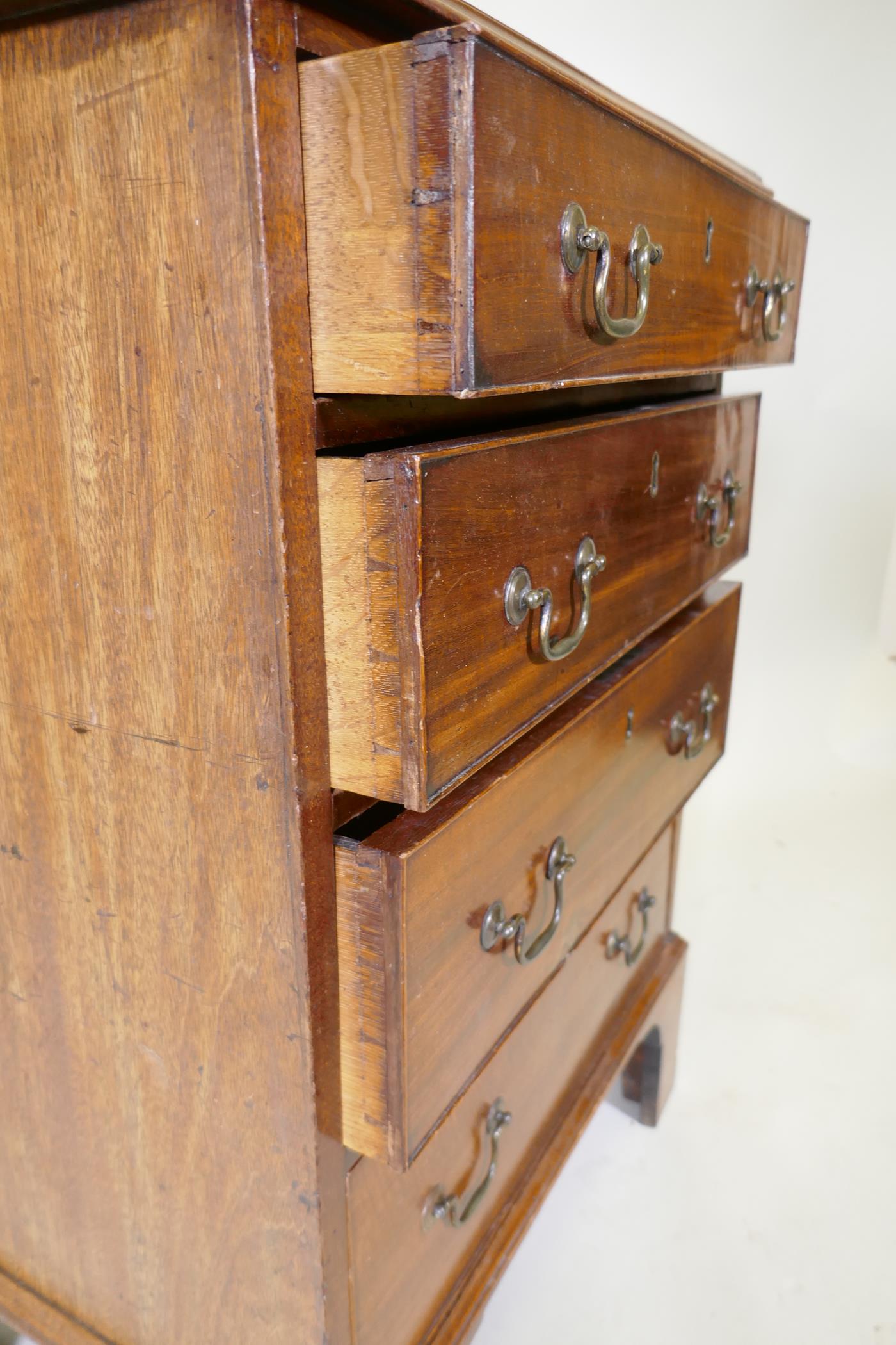 A C19th mahogany chest of four graduated drawers, raised on bracket feet, 57 x 40cm, 81cm high - Image 4 of 5