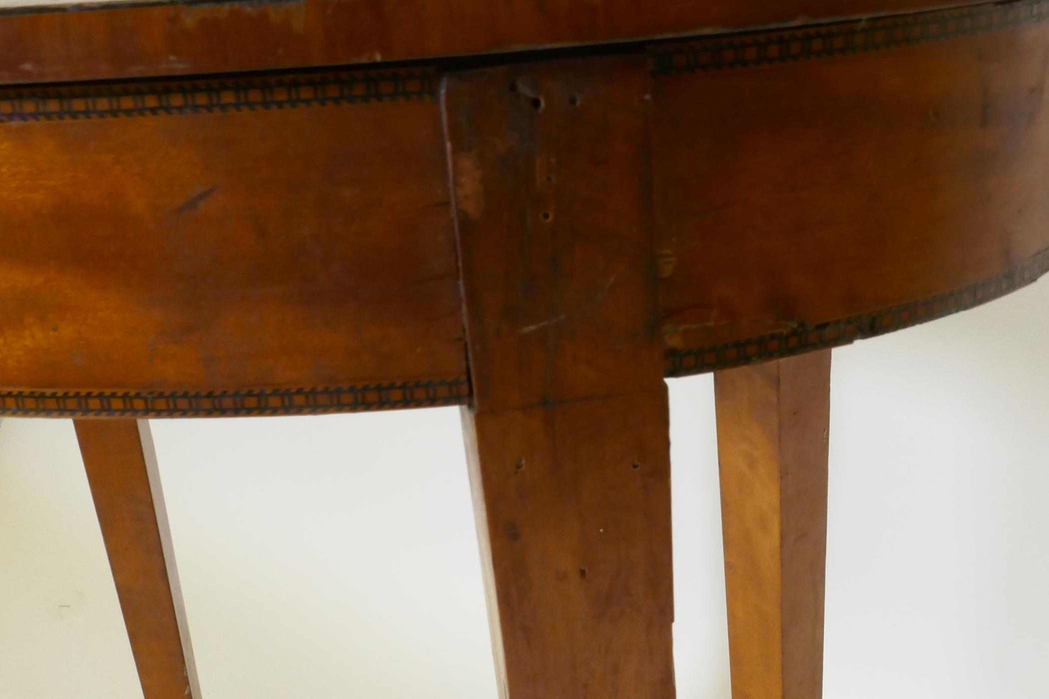 A C19th satinwood occasional table with segmented veneered oval top with laburnum crossbanding, 61 x - Image 6 of 6