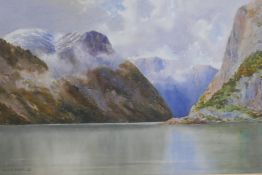 Fred R. Fitzgerald, fjord scene, watercolour, signed, 38 x 56cm