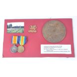 WW1 British Casualty Medal Pair and Memorial Plaque East Kent Regiment