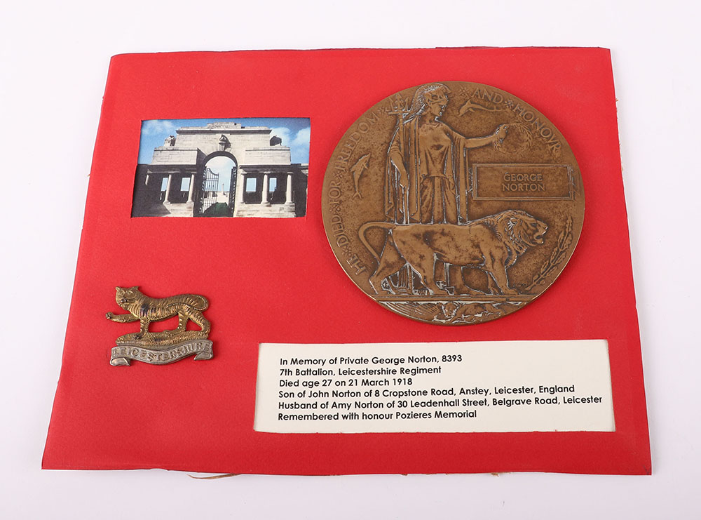 WW1 British Memorial Plaque George Norton