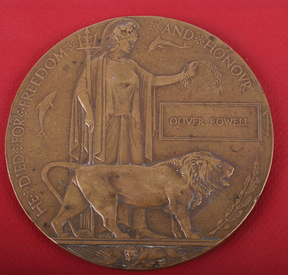 WW1 Bronze Memorial Plaque Oliver Rowell - Bild 3 aus 8