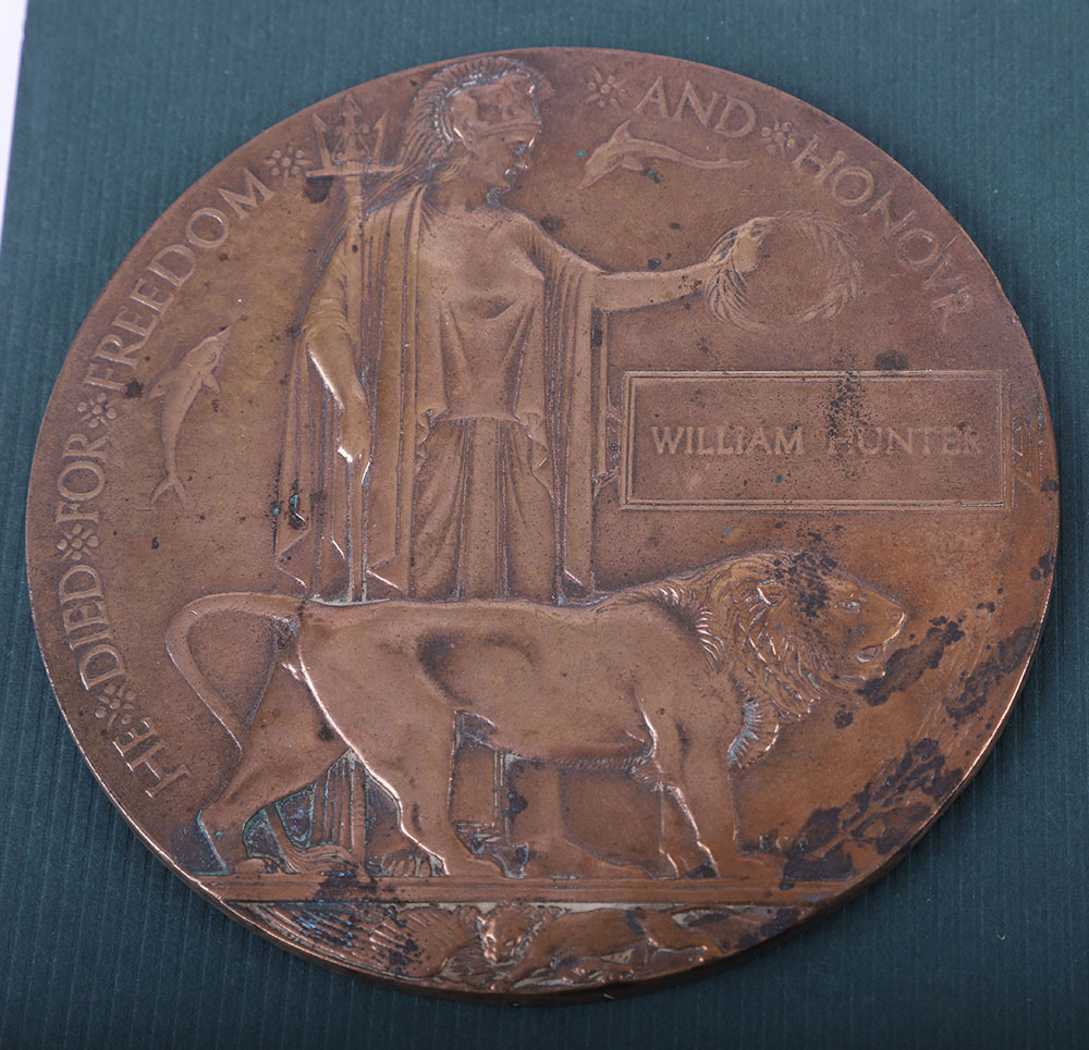 WW1 British Memorial Plaque William Hunter - Image 3 of 4