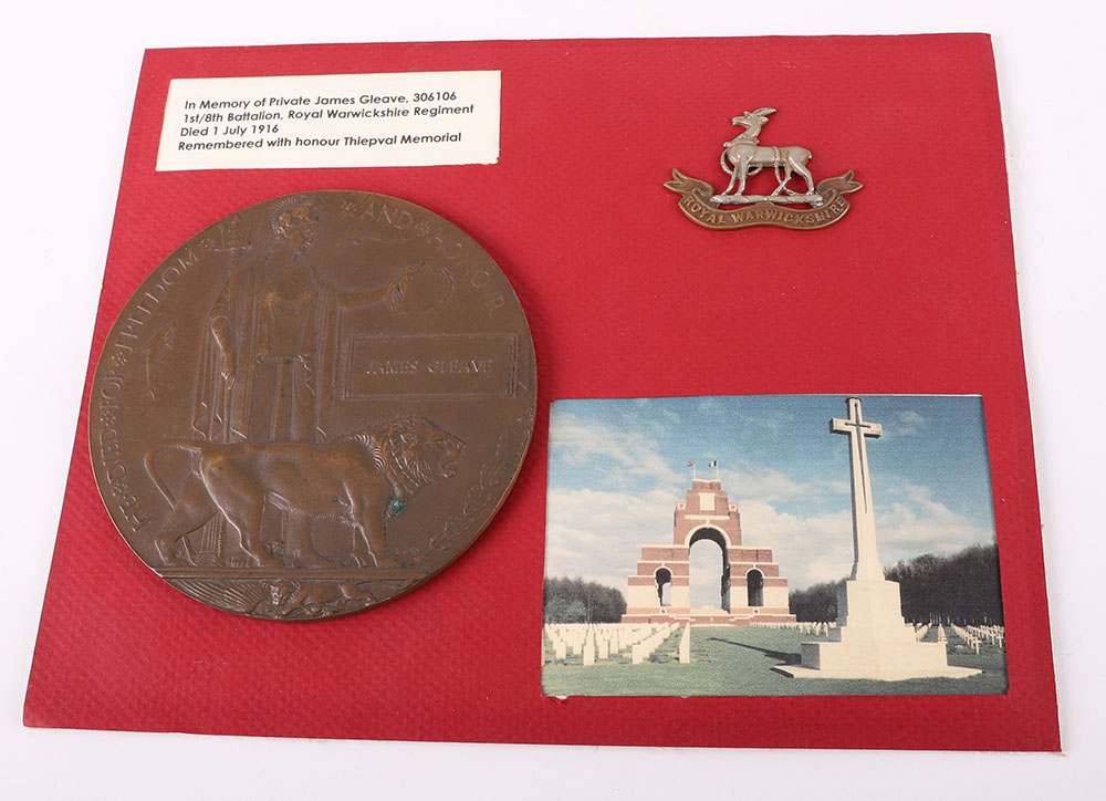 WW1 British Memorial Plaque James Gleave