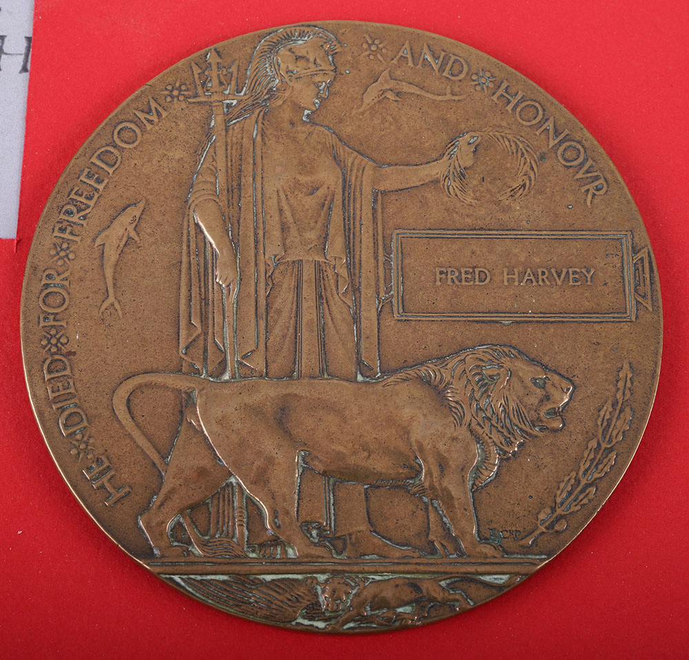 WW1 Bronze Memorial Plaque Fred Harvey - Bild 3 aus 5