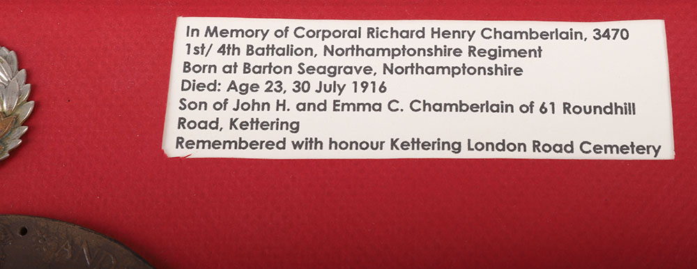 WW1 British Memorial Plaque to Richard Henry Chamberlain - Bild 2 aus 4