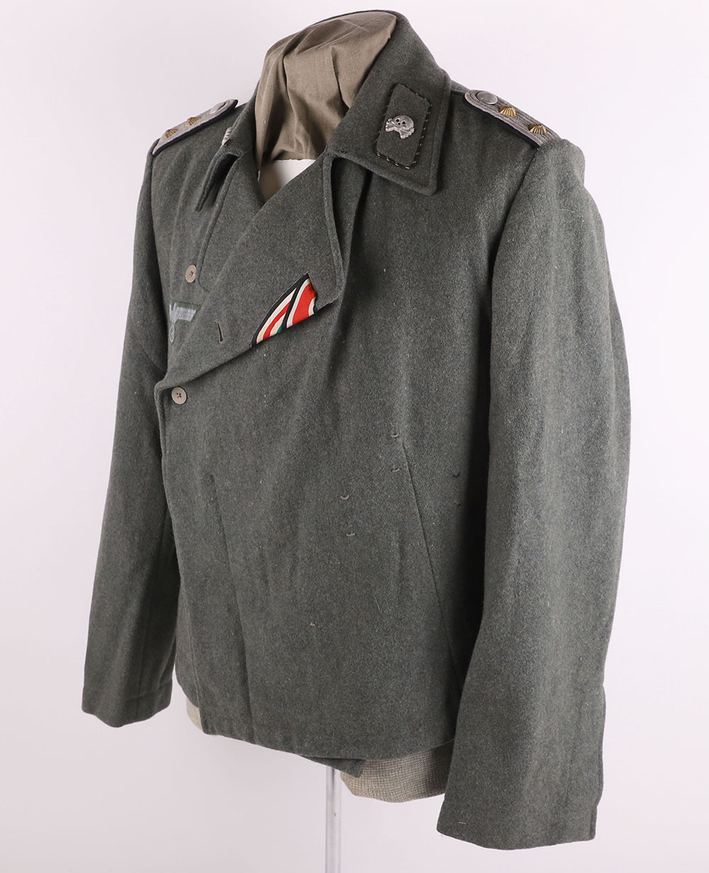 Rare Panzer Pioneers Officers Field Grey Wrapover Tunic - Image 3 of 29