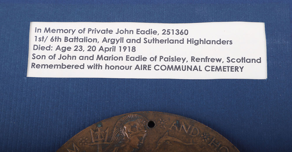 WW1 Bronze Memorial Plaque John Eadie - Bild 4 aus 5