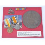 WW1 British Casualty Medal Pair and Memorial Plaque Royal Berkshire Regiment