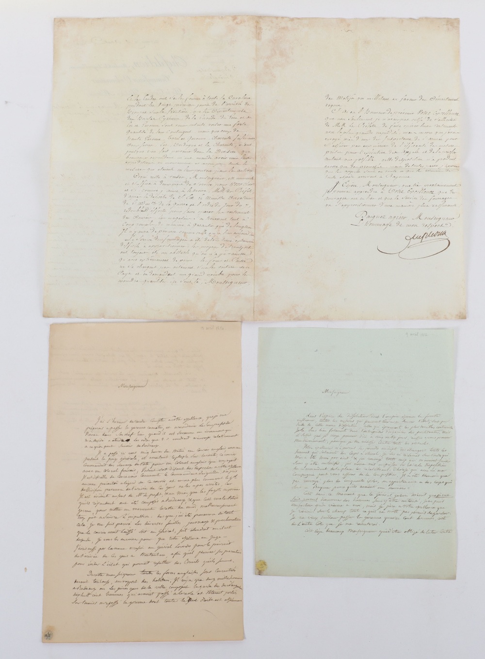 Three letters sent to Marshal Soult in 1813 and 1814