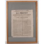 Unusual Original "Poster" Le Prefect du Department de Tarn et Garonne B.du Molart, 13 avril 1814