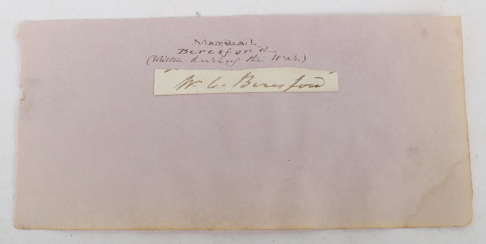 Signature of Marshal William Carr Beresford