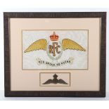 Framed Royal Flying Corps Embroidered Tapestry