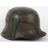 WW1 German M-16 Camouflaged Battle Damaged Steel Combat Helmet