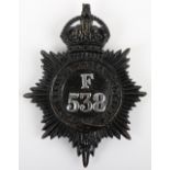 Sheffield City Police Night Helmet Plate Kings crown