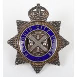 Plymouth City Police Senior Officers Kings Crown Silver Cap badge