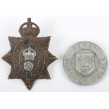 Derbyshire Constabulary Kings Crown Helmet Plate