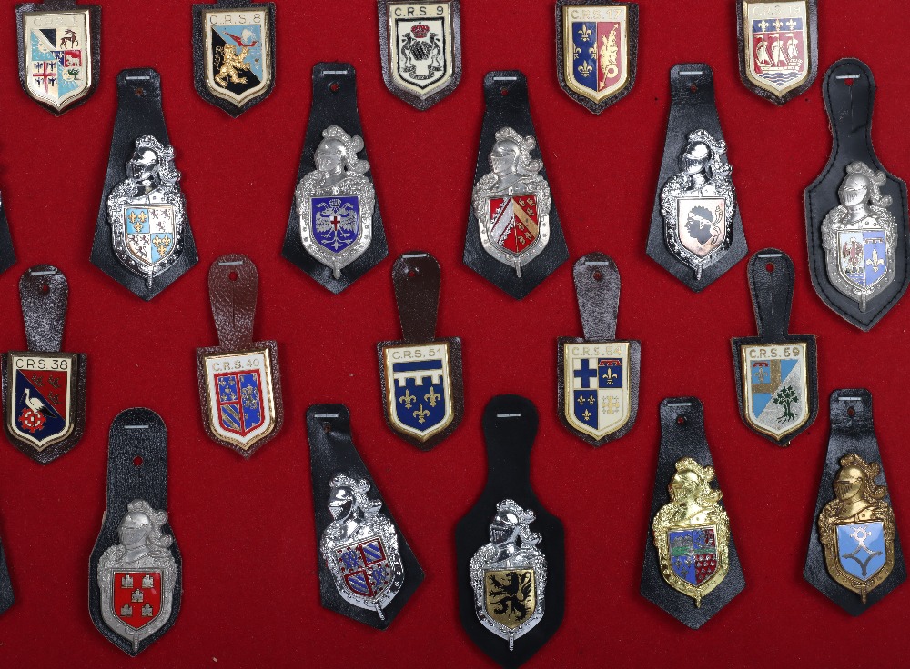 Collection of Obsolete Gendarmerie & CRS Police Nationale enamel badges on leather fobs - Image 3 of 3