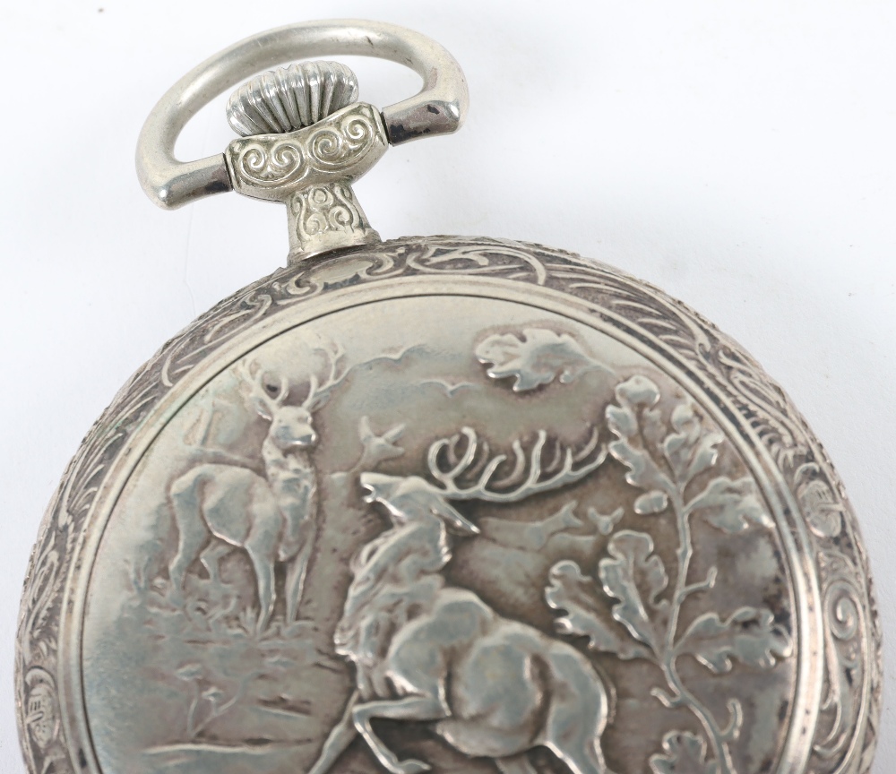An interesting full hunter pocket watch, La Rochette, elaborately decorated with hunting scenes - Bild 3 aus 4