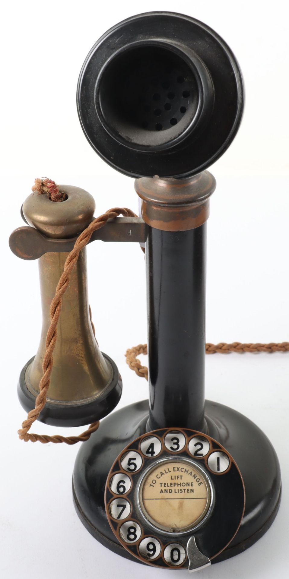 An early 20th century candlestick telephone No 15 (Mark 234), bakelite and brass, with bell box, 32c - Image 4 of 5