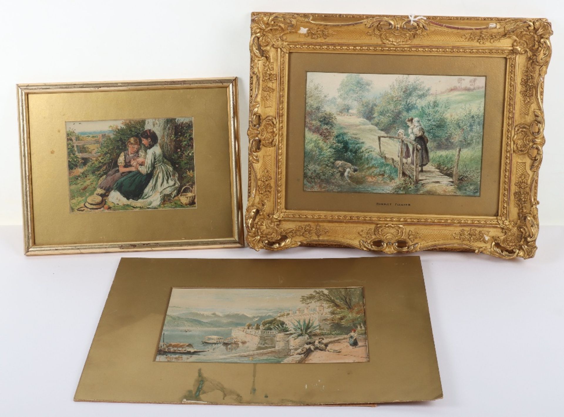 Three watercolours, Circle of Myles Birket Foster R.W.S. (1825-1899), British, ‘Bellagio Lago Como’