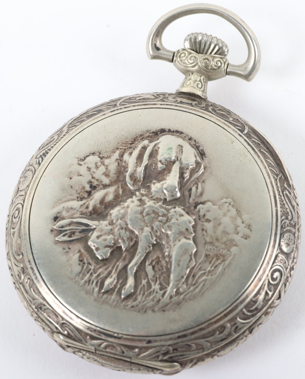 An interesting full hunter pocket watch, La Rochette, elaborately decorated with hunting scenes - Bild 4 aus 4