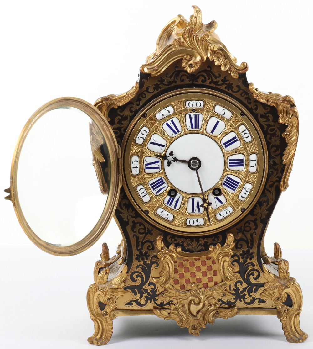 A mid 19th century gilt metal mantel clock, dial and movement marked 'James & Walter Marshall, Paris - Image 2 of 10