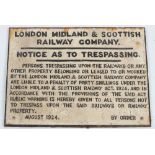 Cast Iron Railway sign London Midland and Scottish Railway Company