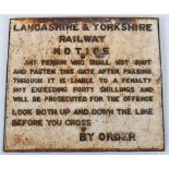 Cast Iron Railway sign Lancashire and Yorkshire Railway