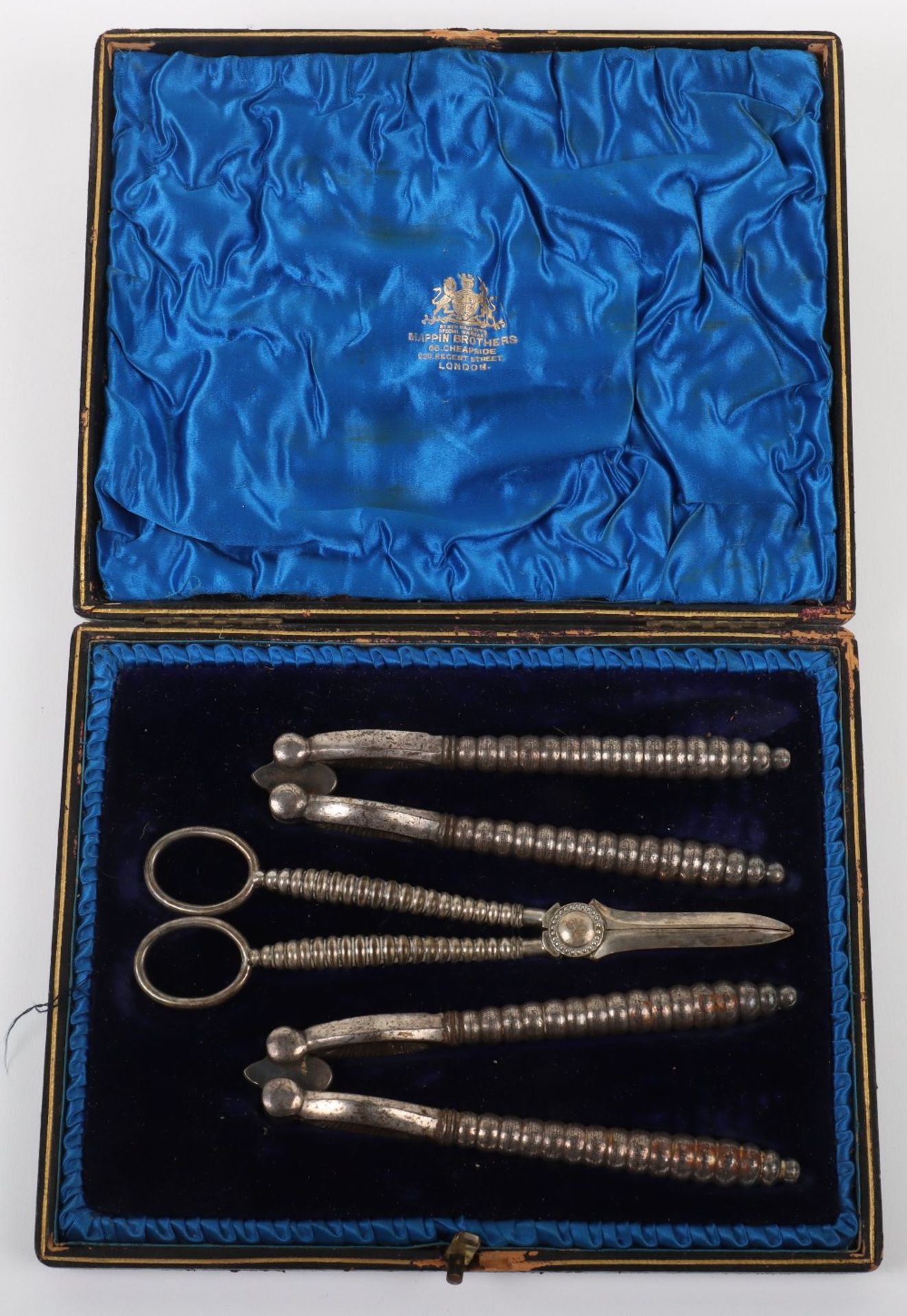 A set of three Victorian grape scissors and nut crackers