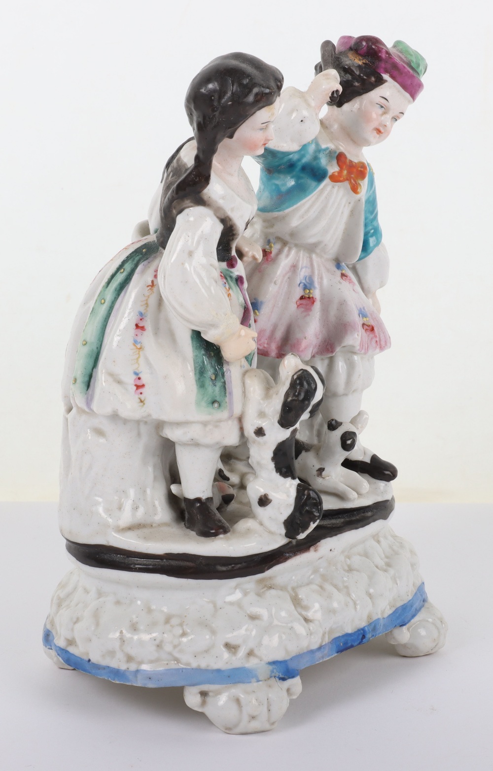 An 18th century porcelain group of man and woman with two dogs - Bild 3 aus 6