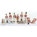 Six porcelain military figurines
