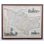 Emanuel Bowen (fl.1714 - died 1767) - Coloured engraving - "An Accurate Map Of The County Of Kent Di