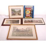 A group of pictures and prints, including hunting prints by George Derville Rowlandson, Edith A Andr