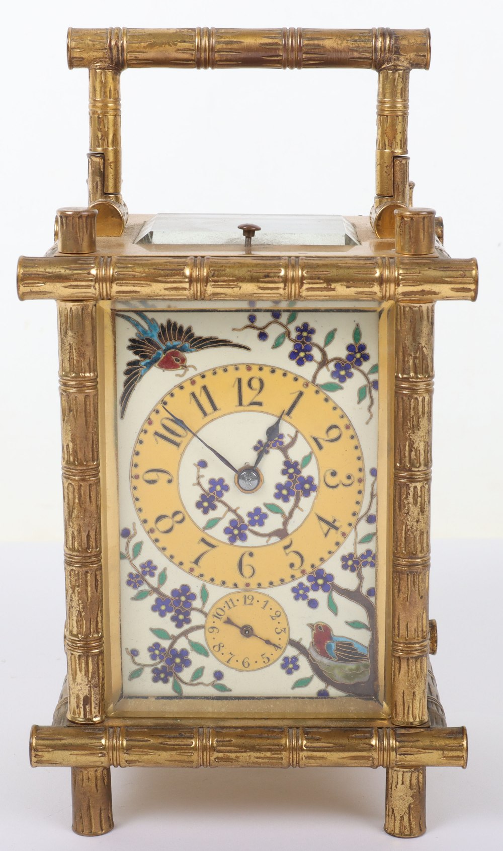 A fine 19th century gilt brass French Drocourt carriage clock with porcelain panel with cloisonne de - Image 13 of 13