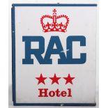 An RAC Perspex and metal double sided illuminated hotel sign