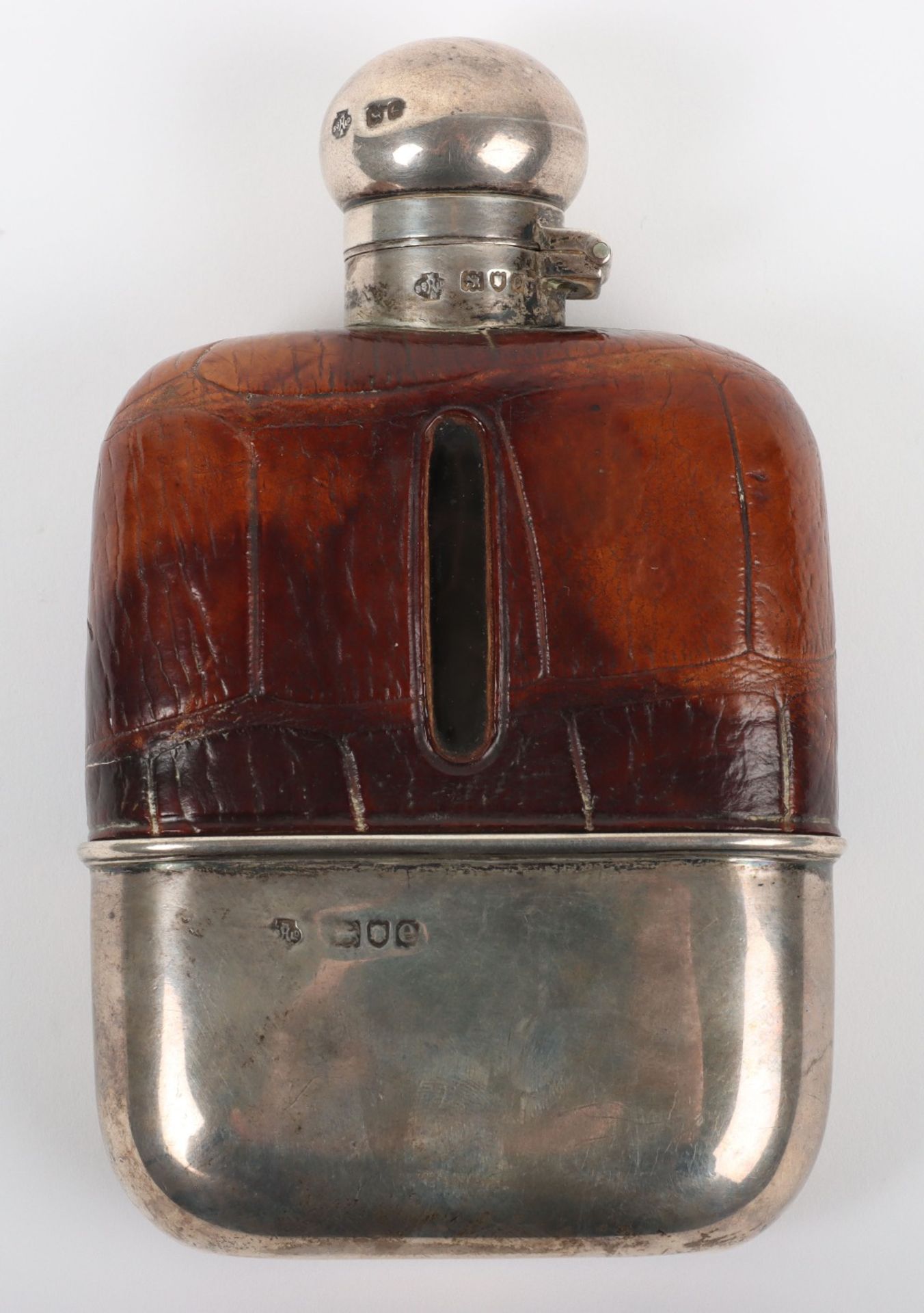 A late Victorian silver and leather hip flask - Image 2 of 5