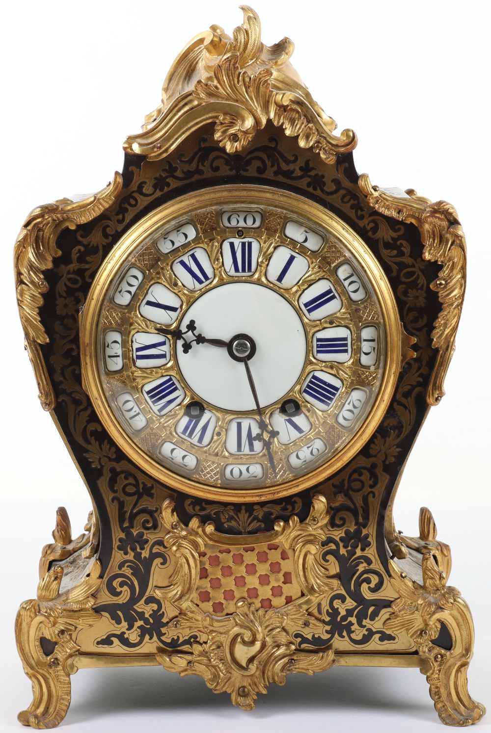 A mid 19th century gilt metal mantel clock, dial and movement marked 'James & Walter Marshall, Paris