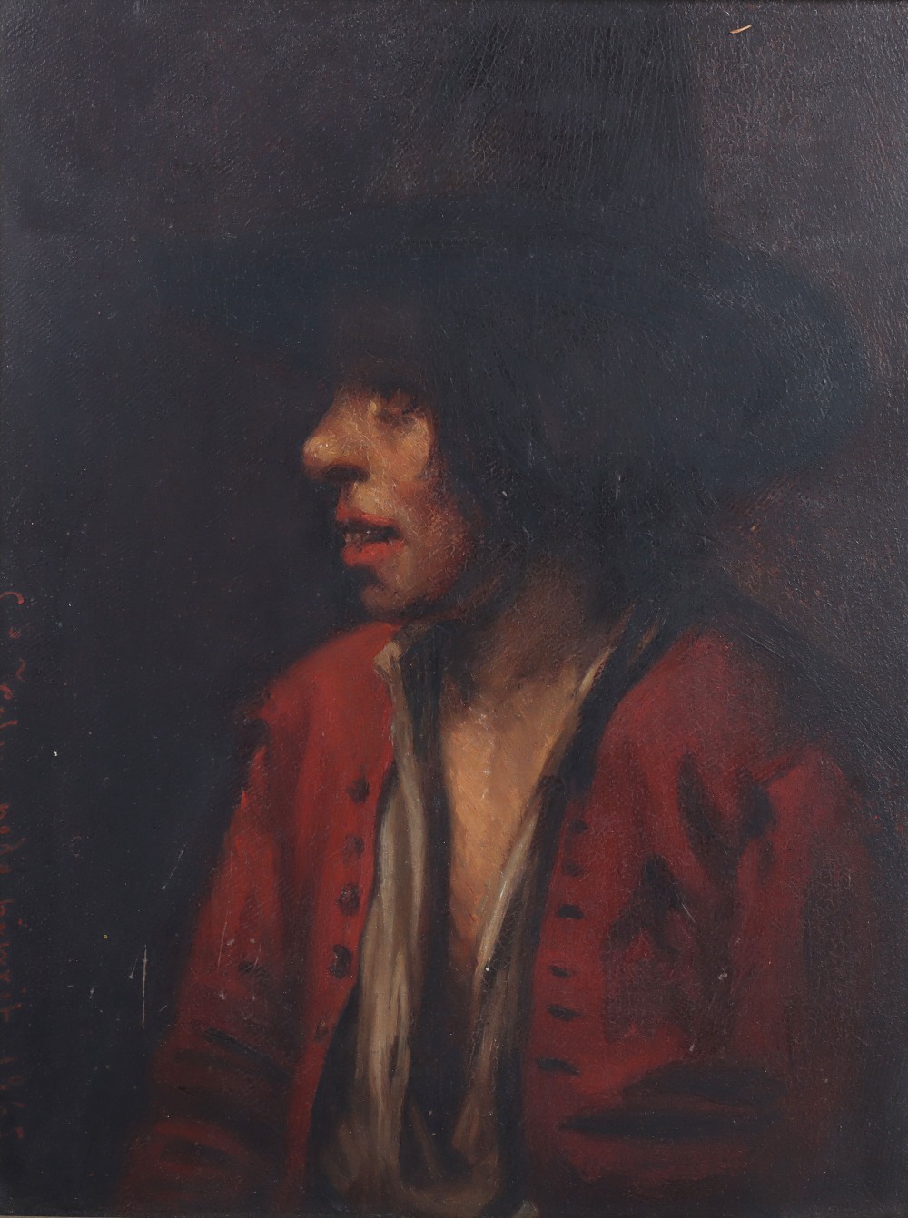 Charles Francois Felu (1830-1900), oil on panel, boy in hat, signed and dated 1865 - Image 2 of 4