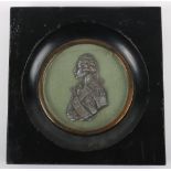 A 19th century portrait miniature in relief of Admiral Nelson in silvered metal