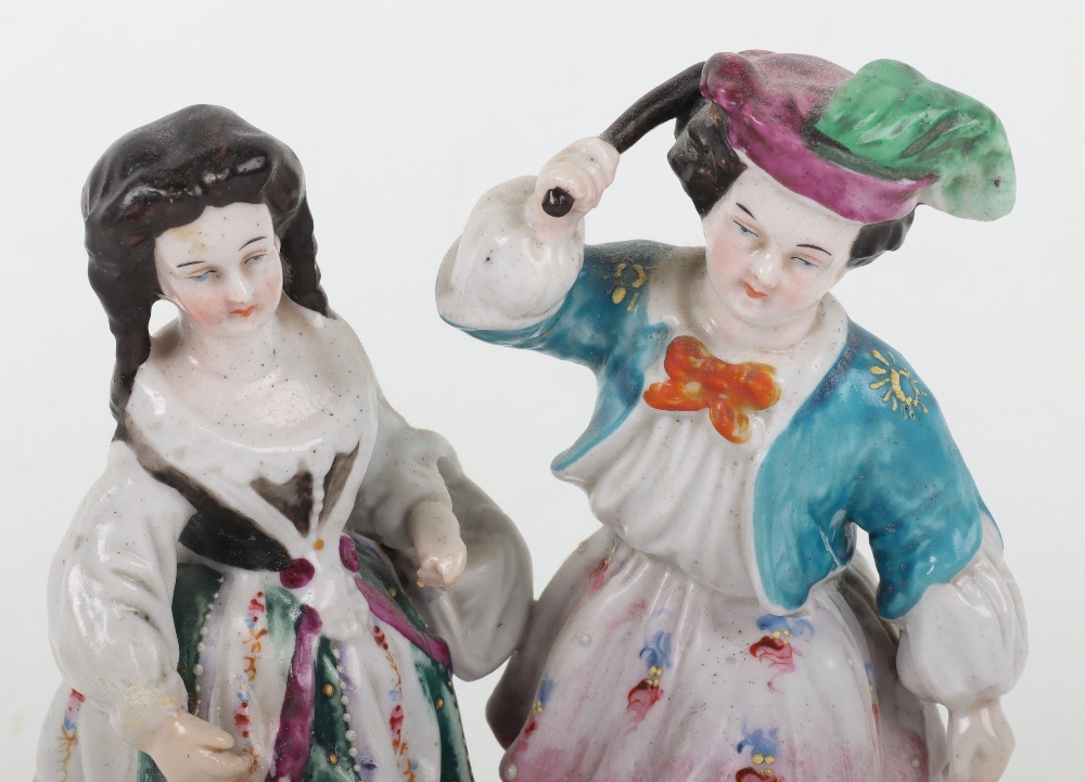An 18th century porcelain group of man and woman with two dogs - Bild 2 aus 6