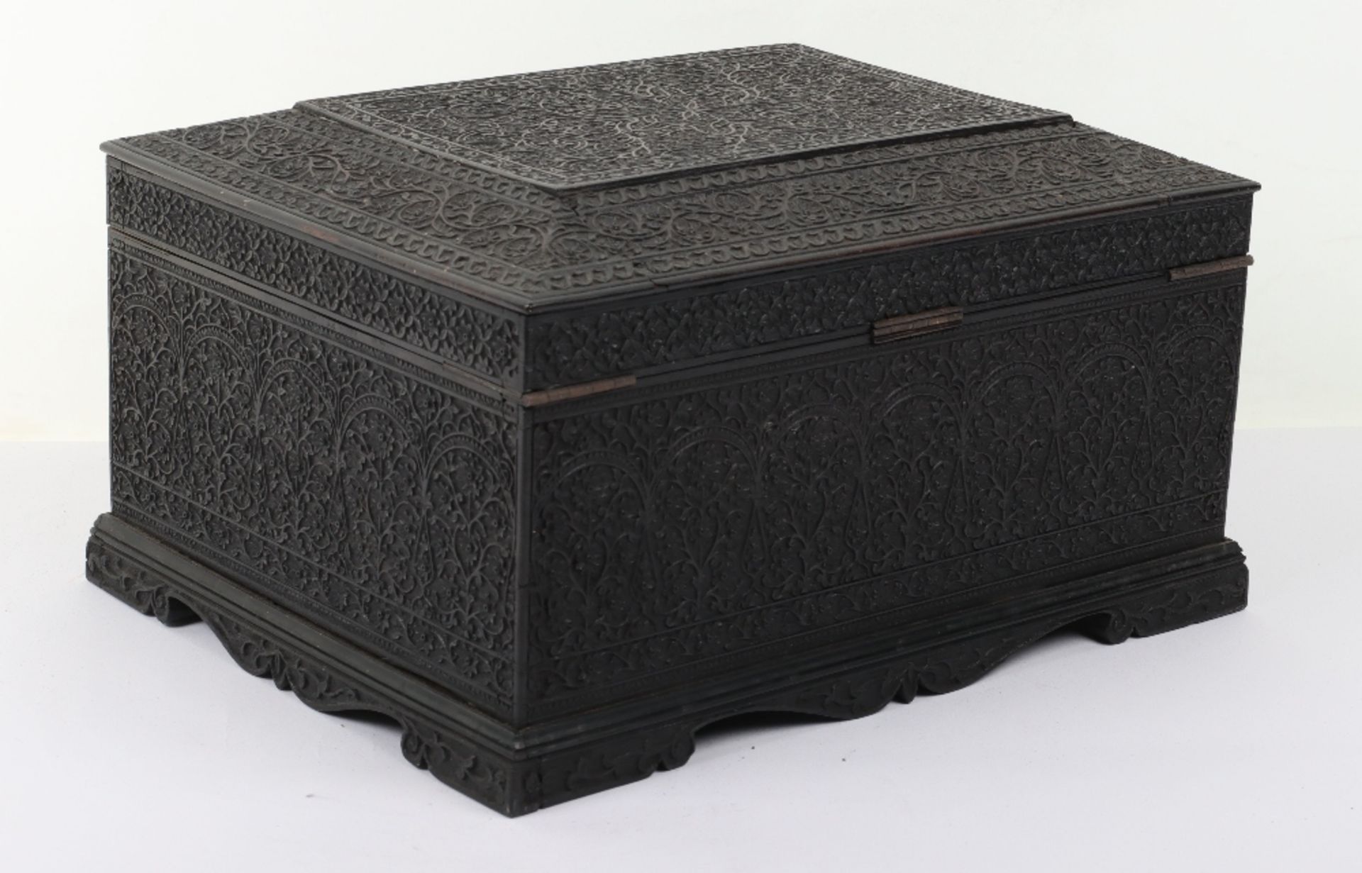 A fine Indian carved sandalwood casket, 19th century, probably Mysore