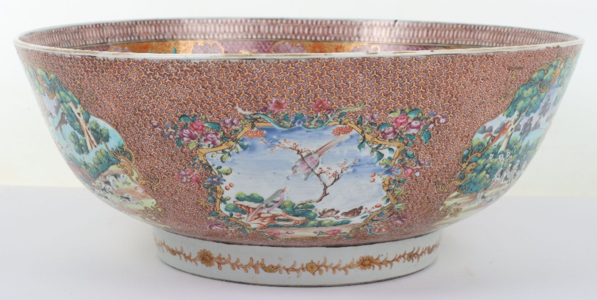 A rare substantial Chinese Mandarin palette famille rose punch bowl, - Bild 9 aus 15