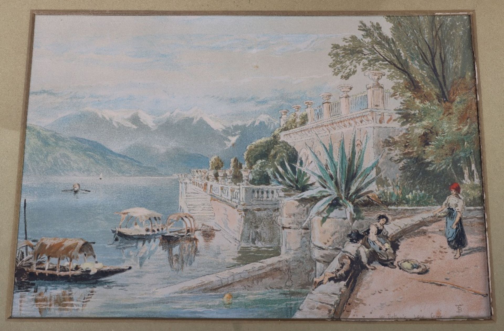 Three watercolours, Circle of Myles Birket Foster R.W.S. (1825-1899), British, ‘Bellagio Lago Como’ - Image 4 of 4