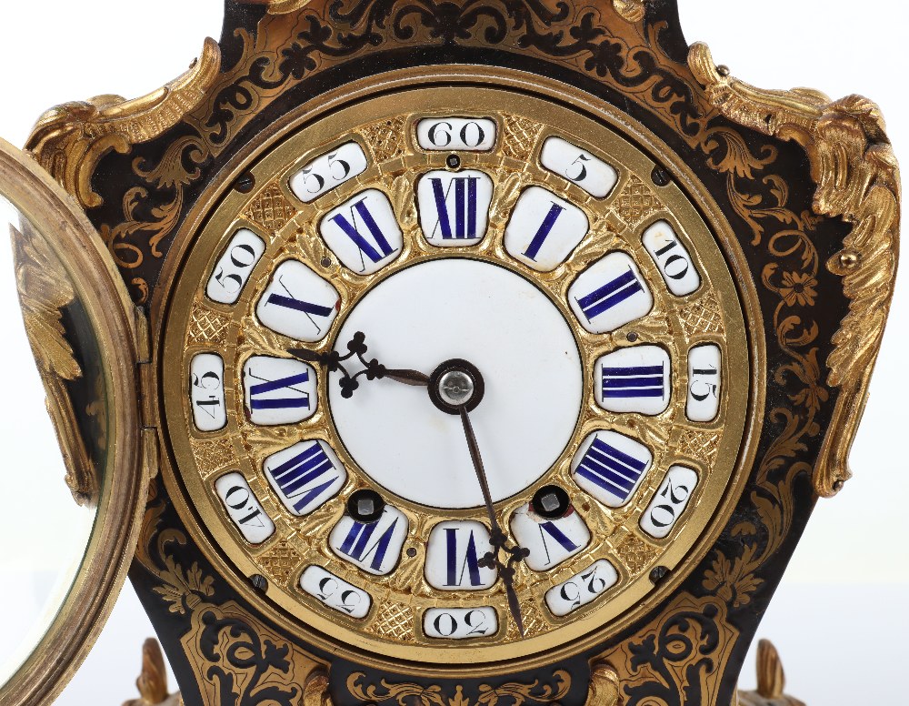 A mid 19th century gilt metal mantel clock, dial and movement marked 'James & Walter Marshall, Paris - Image 3 of 10