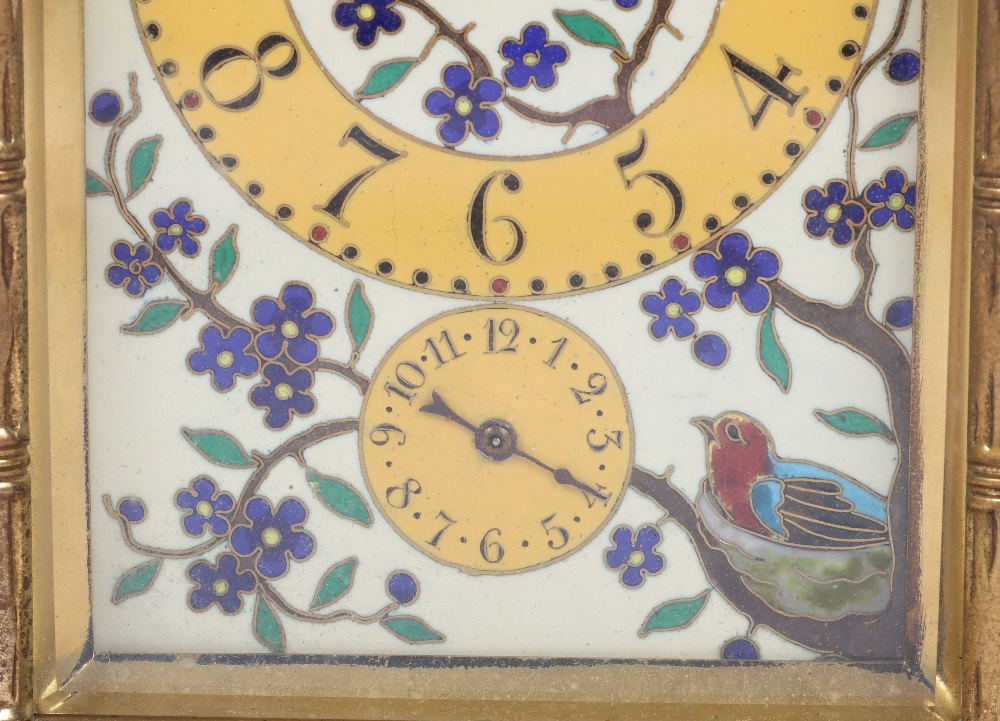 A fine 19th century gilt brass French Drocourt carriage clock with porcelain panel with cloisonne de - Image 3 of 13