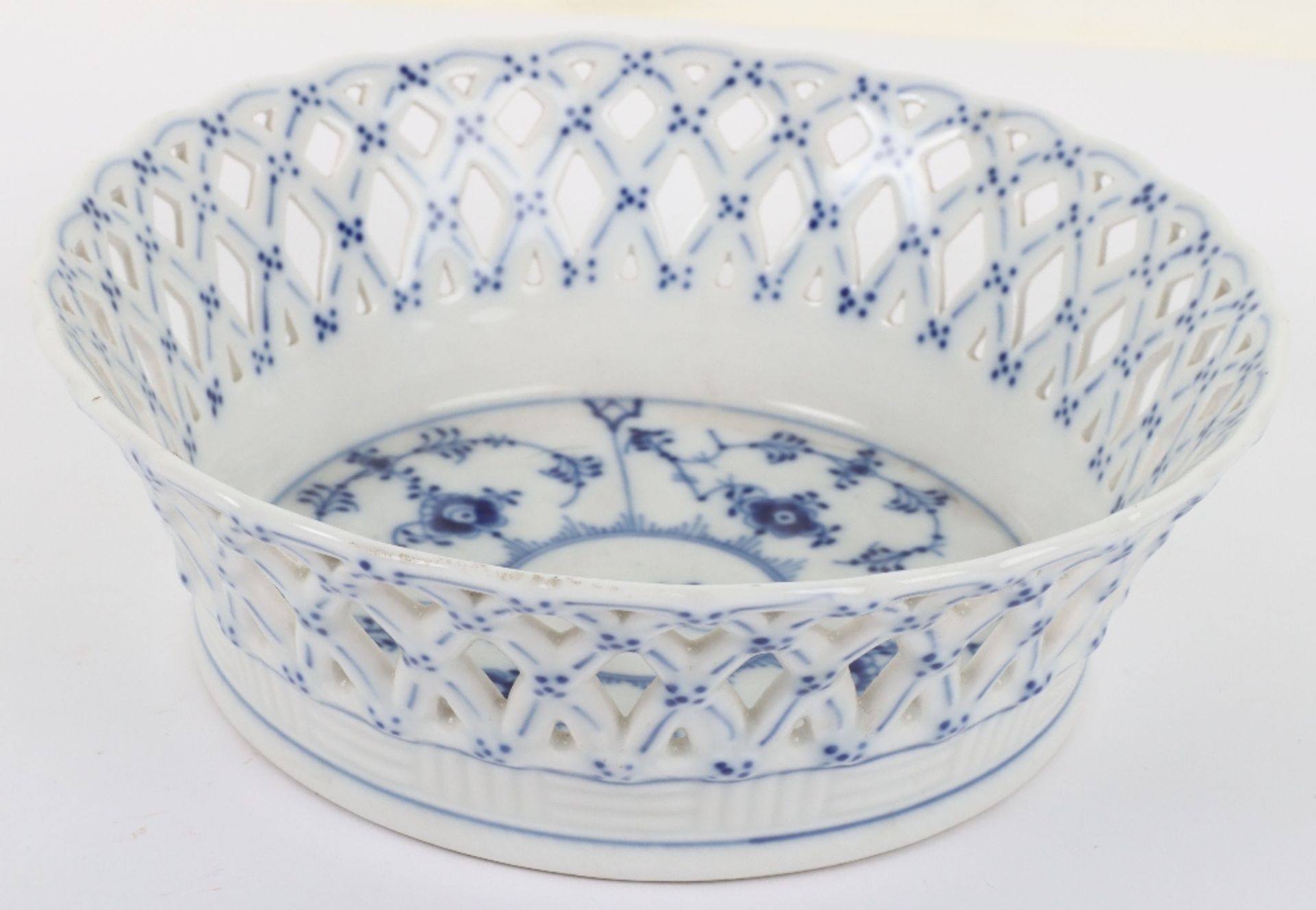 A Royal Copenhagen Musselmalet full lace blue fluted pierced fruit bowl, No. 1054, - Image 8 of 8