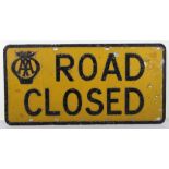 An AA (Automobile Association) Road Closed metal sign