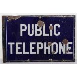 Public Telephone enamel double sided sign